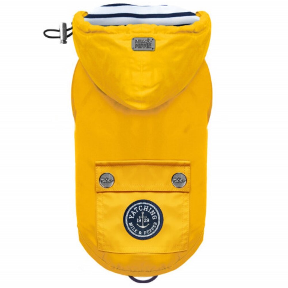 Milk & Pepper Yellow Babord Dog Raincoat Size 38 NWT